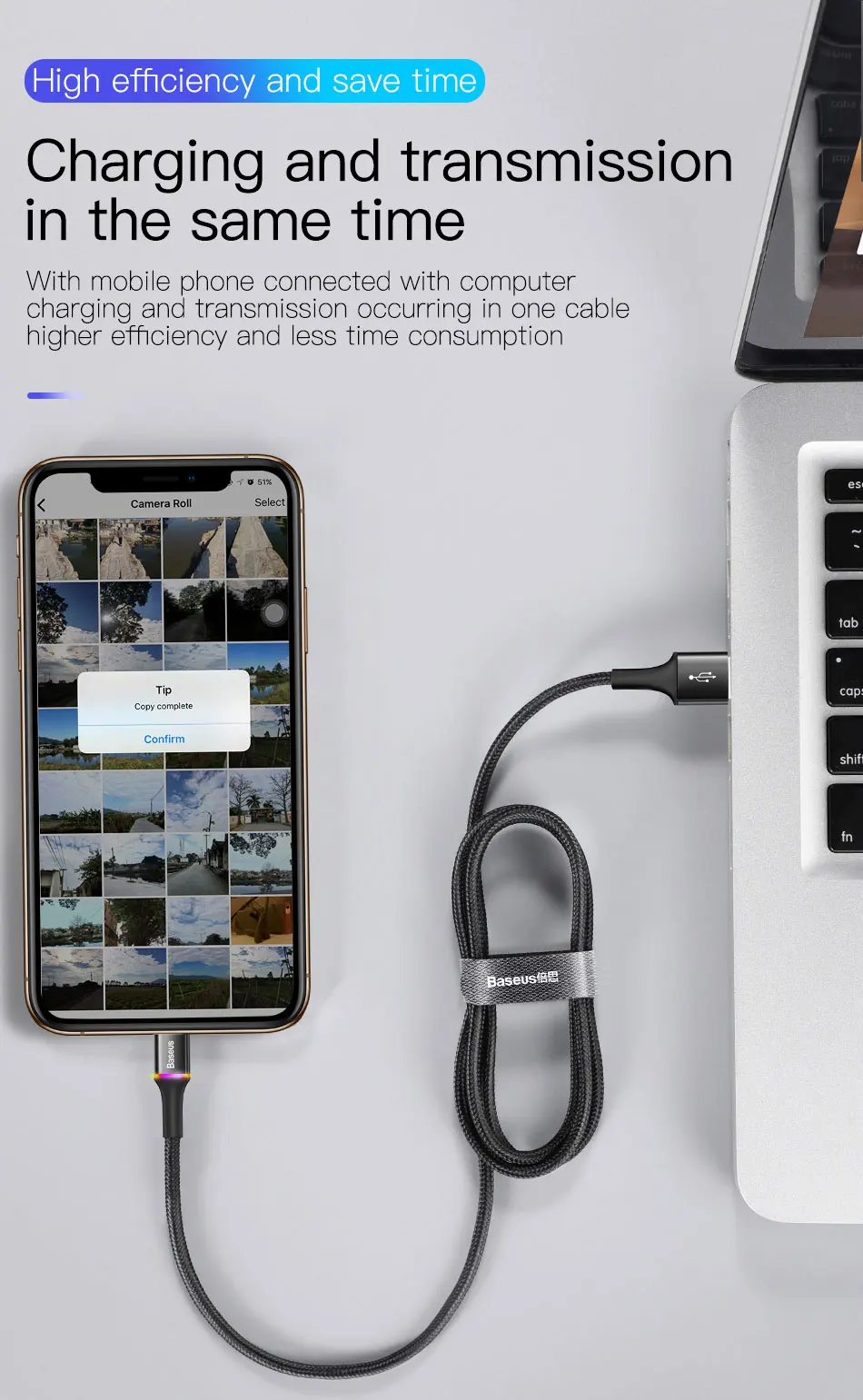 Baseus 2.4A USB кабель для iPhone быстрое зарядное устройство Освещение USB зарядка кабелей шнур для Xs Xr X 8 7 6 провод шнур Быстрая зарядка кабель