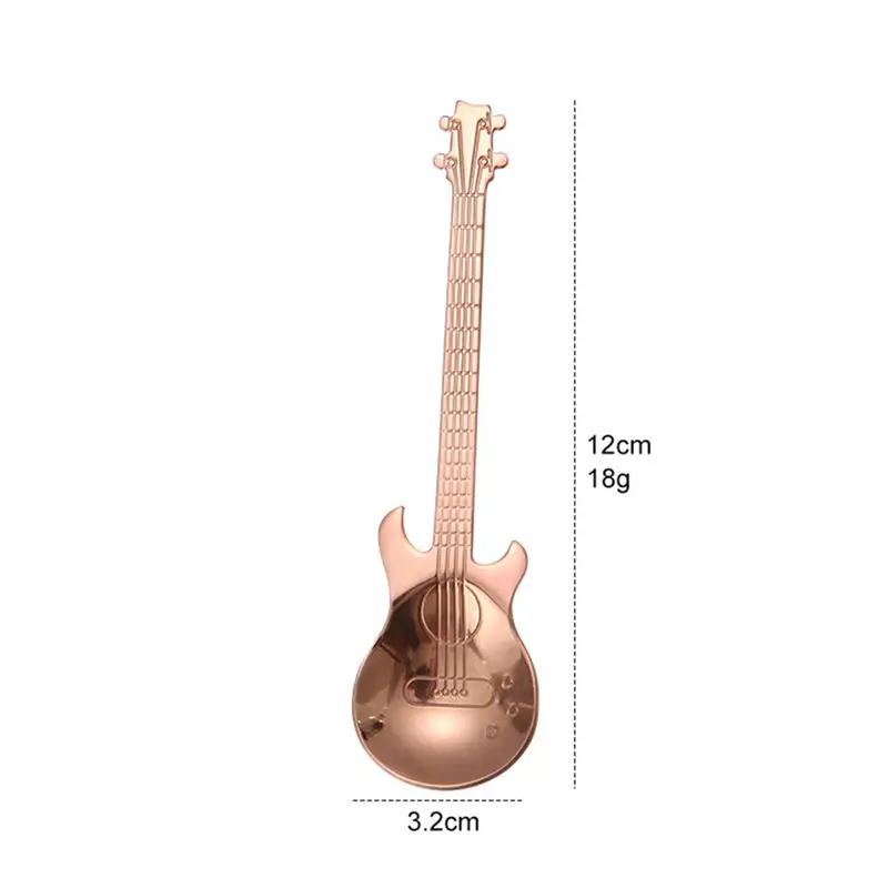 Rose Gold 4 шт. длинные гитарные комплект кофейных ложек из нержавеющей стали для чая десертное Мороженое ложка золото серебро красочные кухня для питья - Цвет: Rose Gold