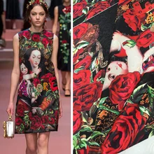 2YDS/Лот Горячая Распродажа Царство любви цифровая живопись жаккард Гобелен атласная ткань для платья ткань Яркая Ткань