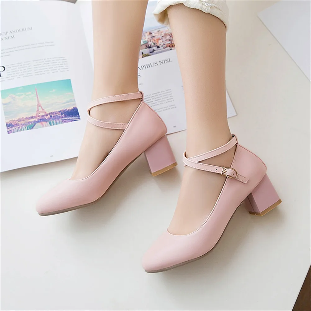 Karinluna Sweet Plus Size 30-43 Lady Chunky Heels Shoes Woman Casual Office Lady Date Spring Pumps Women Shoes