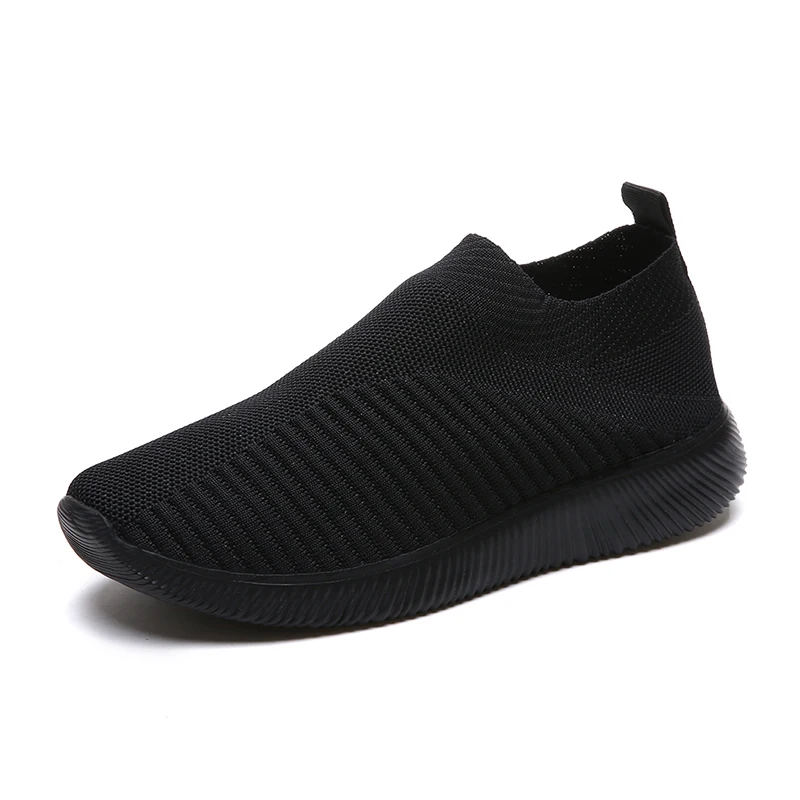 826black Lucyever/женские кроссовки; сезон весна-осень; обувь из Вулканизированной Ткани с трикотажной сеткой; Повседневная Мягкая прогулочная обувь без застежки на плоской подошве; Zapatos De Mujer - Цвет: 826black