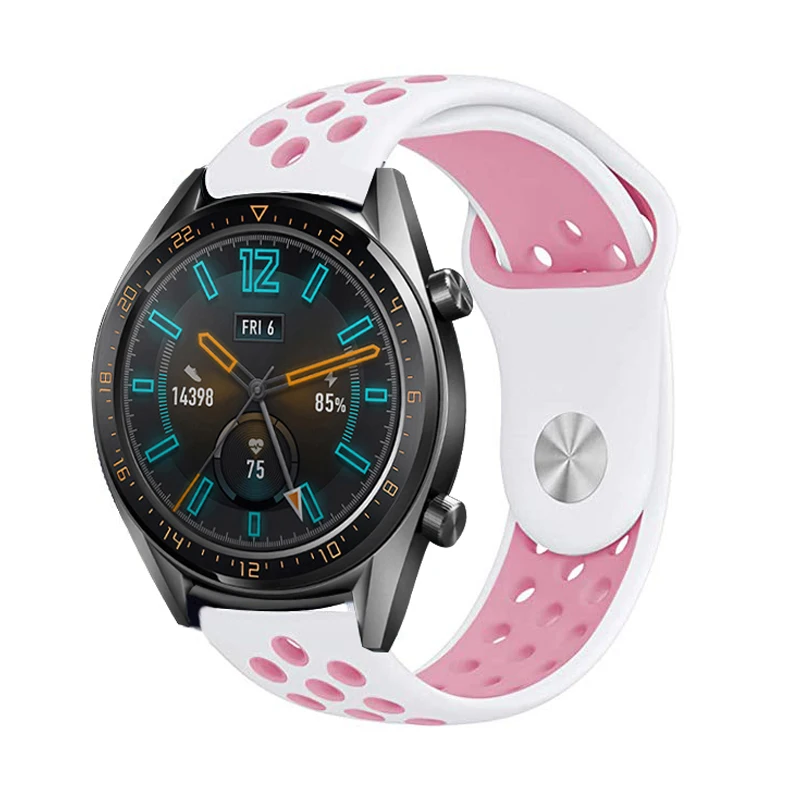 Спортивный Браслет Для huawei GT Watch Sttrap 22 мм мягкий резиновый ремешок для часов Galaxy Watch 46 мм gear S3 Amazfit 1 2 22 мм ремешки на запястье - Цвет ремешка: White-pink