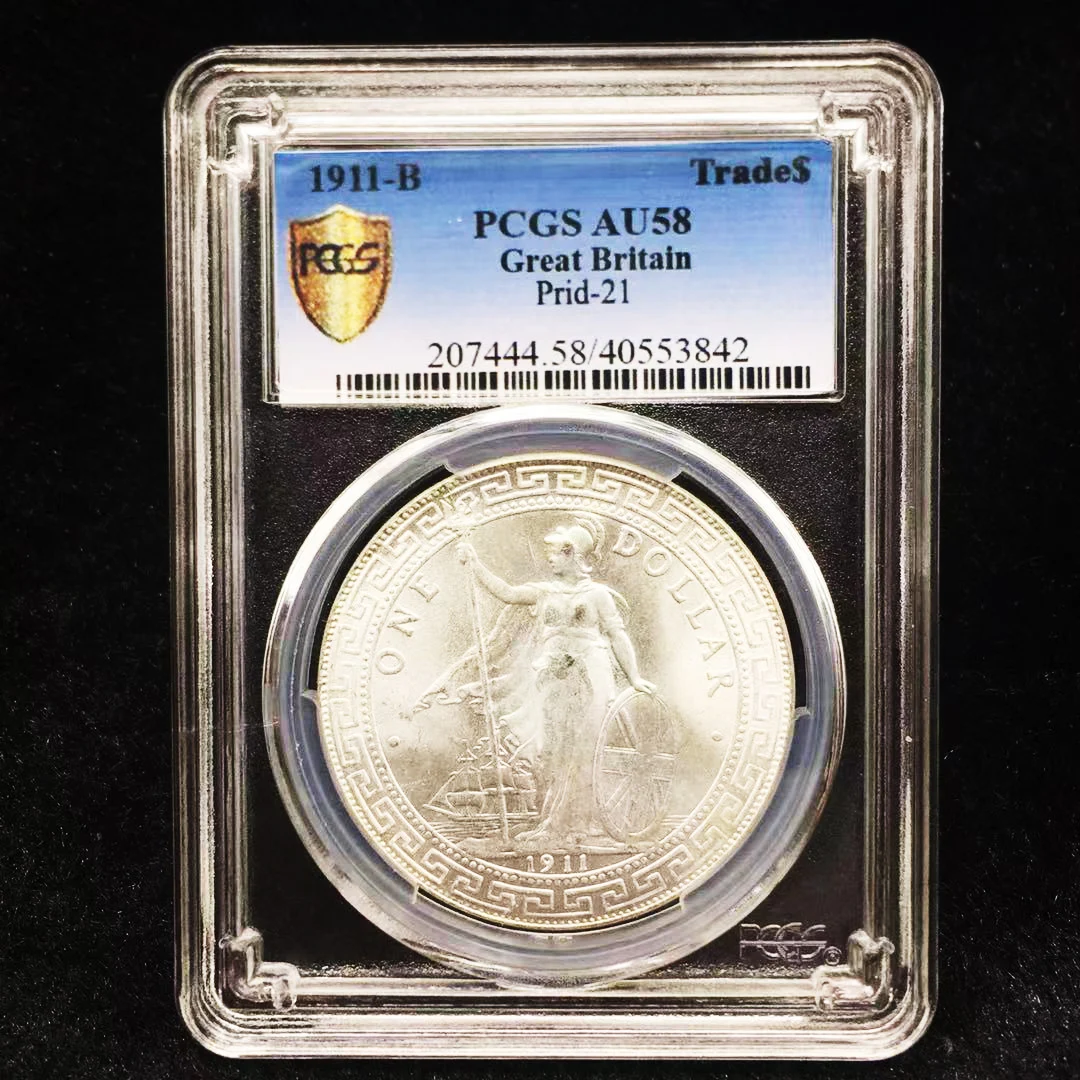 1911 Gold Silver Trade Coin Rating coins Sealed in Box high Grade Collectible Coins Graded coin with PCGS AU58 | Дом и сад