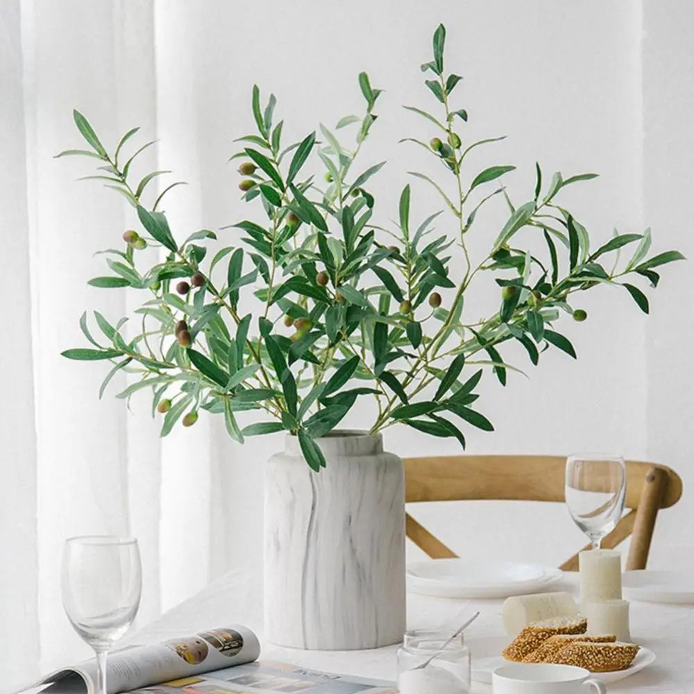 1Pc Artificial Olive Leaves Tree Branches Green Leaf Plant Fruit Home Decor Wedding Branch Wreaths | Дом и сад