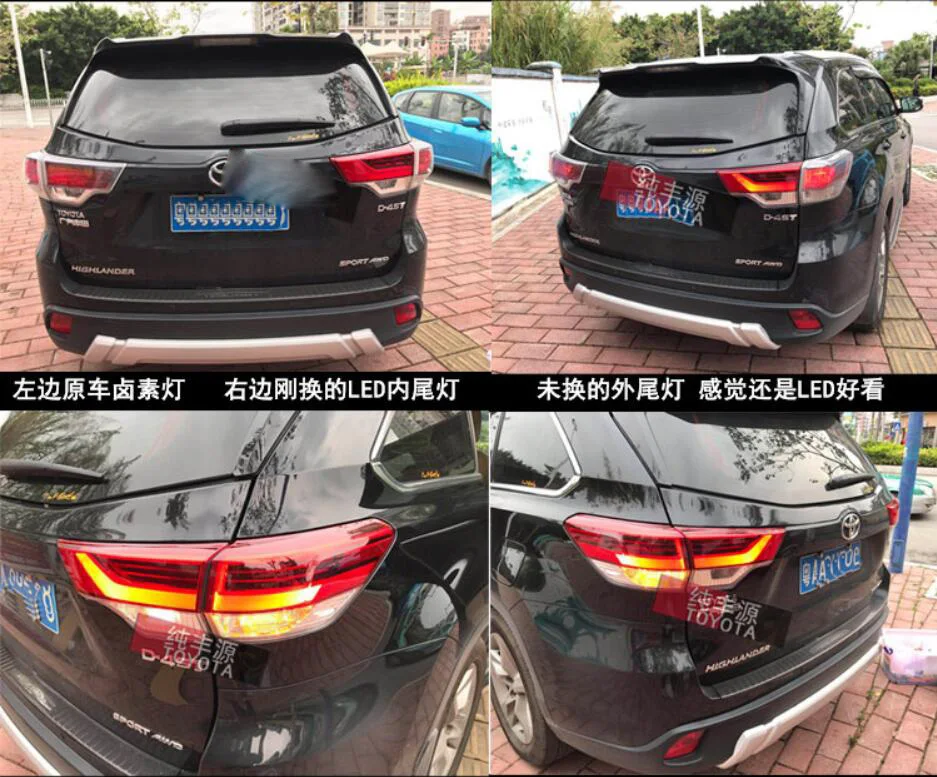 1 шт.~ /2018y задний фонарь для Toyota highlander задний фонарь KLUGER автомобильные аксессуары светодиодный DRL Taillamp для highlander противотуманные фары