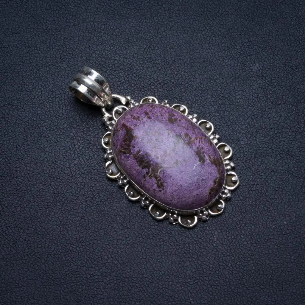 Подвеска из серебра 925 пробы натуральный Чароит ручная работа 1 3/4 дюйма U0488 |