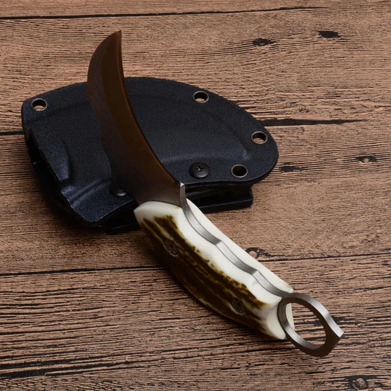 Острый нож Karambit, нож с фиксированным лезвием для выживания, нож-коготь 440C из стали для кемпинга, охоты, боевых тактических ножей+ оболочка из АБС-пластика