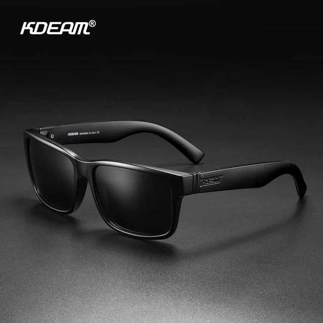 KDEAM 2021 New All Black Square Polarized Sunglasses Men Flat Top Designer Polaroid Glasses Accessories Included CE AliExpress