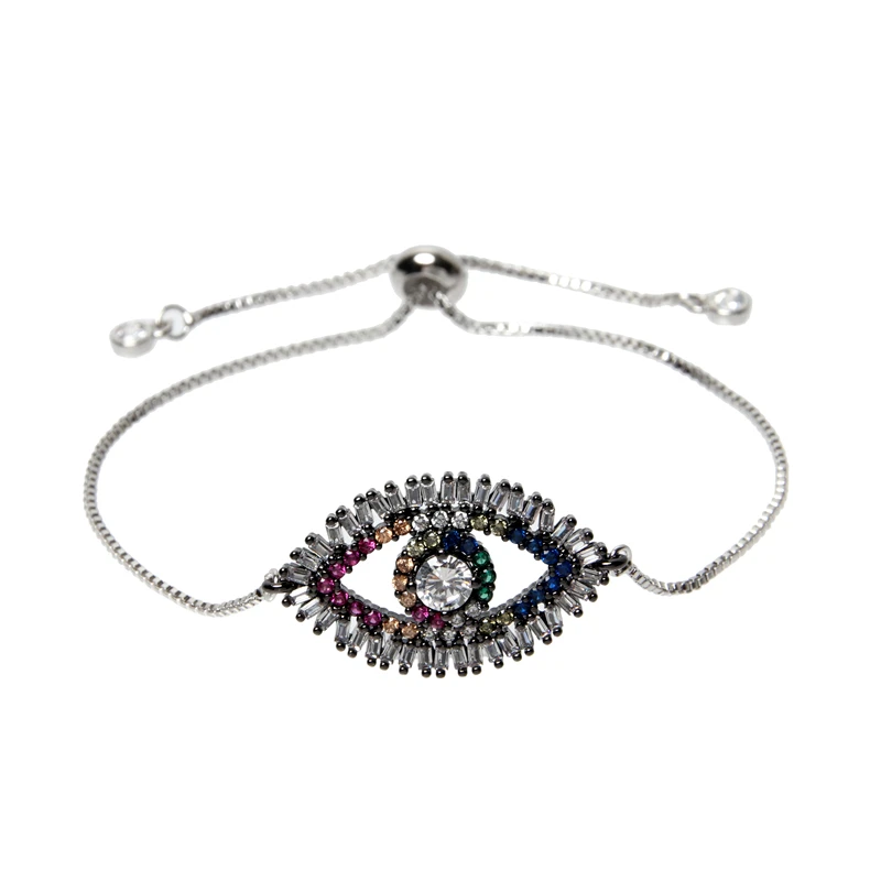 Bracelet jewelry Women's Zircon CZ Devil's Eye Bracelets Rainbow Colorful Turkey's Eye Charm Gold Chain Bangles Jewelry For Women Gift