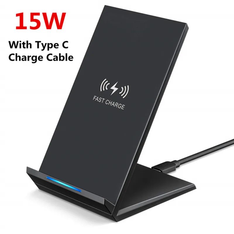 VIKEFON 10 Вт 15 Вт Qi Быстрая зарядка беспроводное быстрое зарядное устройство usb type C QC 3,0 мобильная телефонная станция для iPhone 11 X samsung s9 Xiaomi - Тип штекера: 15W Black