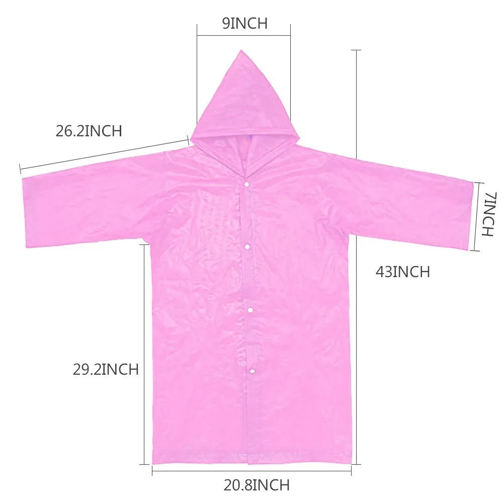 1pc Raincoats Kids Girls Boys Raincoats Portable Reusable Raincoats Transparent Children Rain Ponchos For 6-12 Years Old Py4