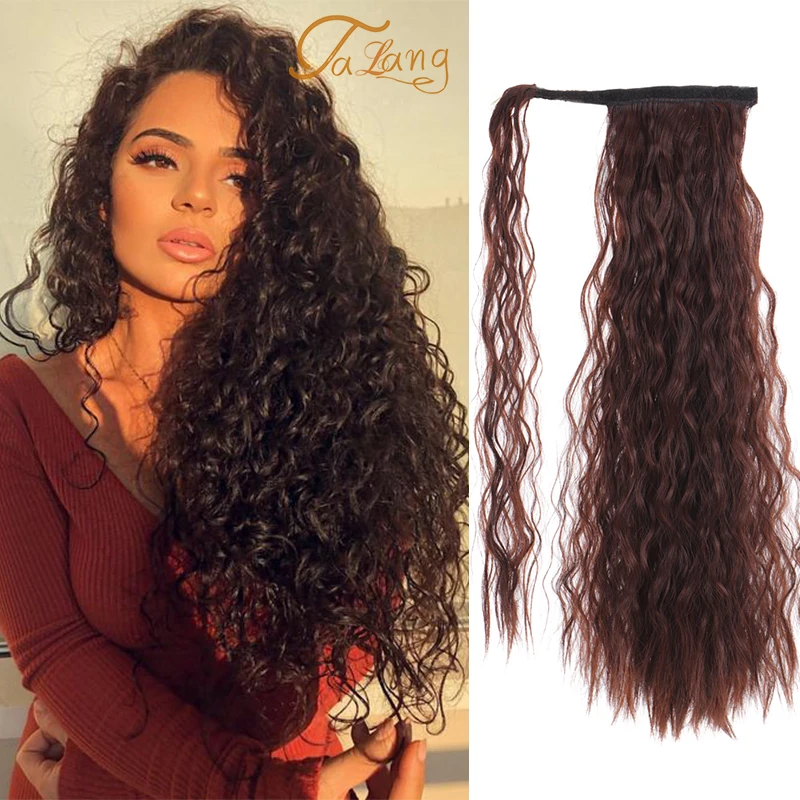 

TALANG 24 inch Corn Wavy Synthetic Clip in Drawstring Ponytail Hairpieces for Women Hair Extension High Temperature Fiber