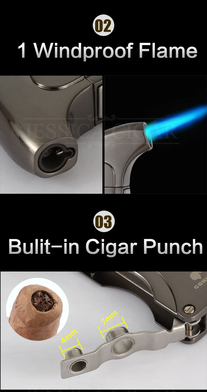 COHIBA карманная мини-сигарная Зажигалка Cigartte металлический фонарь газовая зажигалка/бензин многоразовая Бутановая Зажигалка для сигар аксессуары