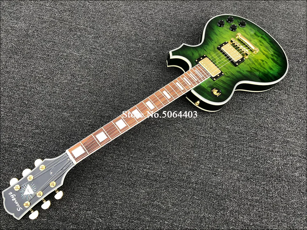 High quality new electric guitar, blue paint, flocculent maple veneer, peach blossom core wood. Free mail