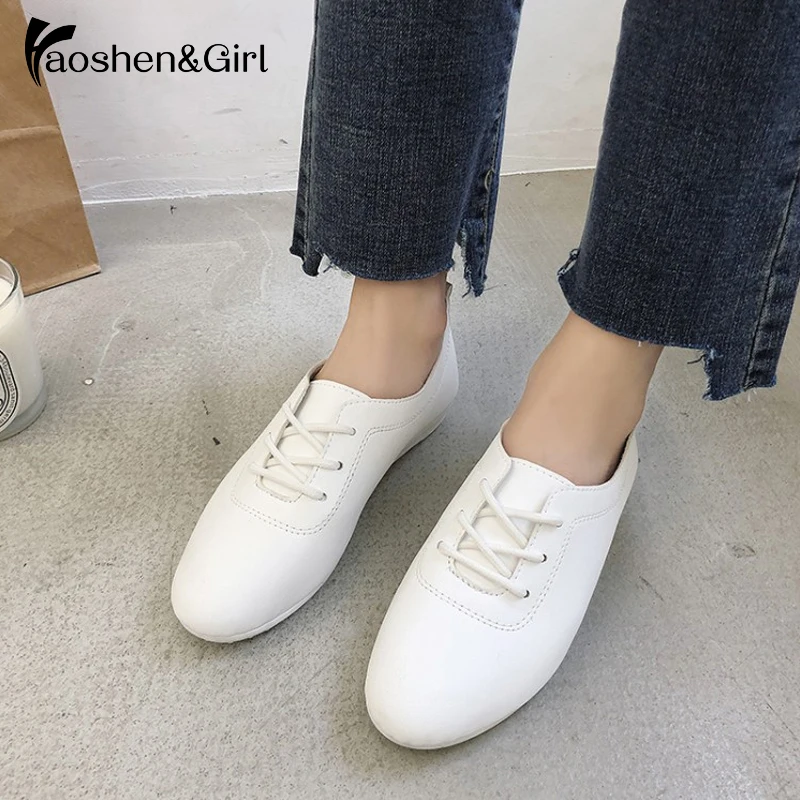 

Haoshen&Girl Women Sneakers White Vulcanized Shoes Lace Up Round Toe Casual Women Shoes Fashion Women Shoes Footwear Size 35-40