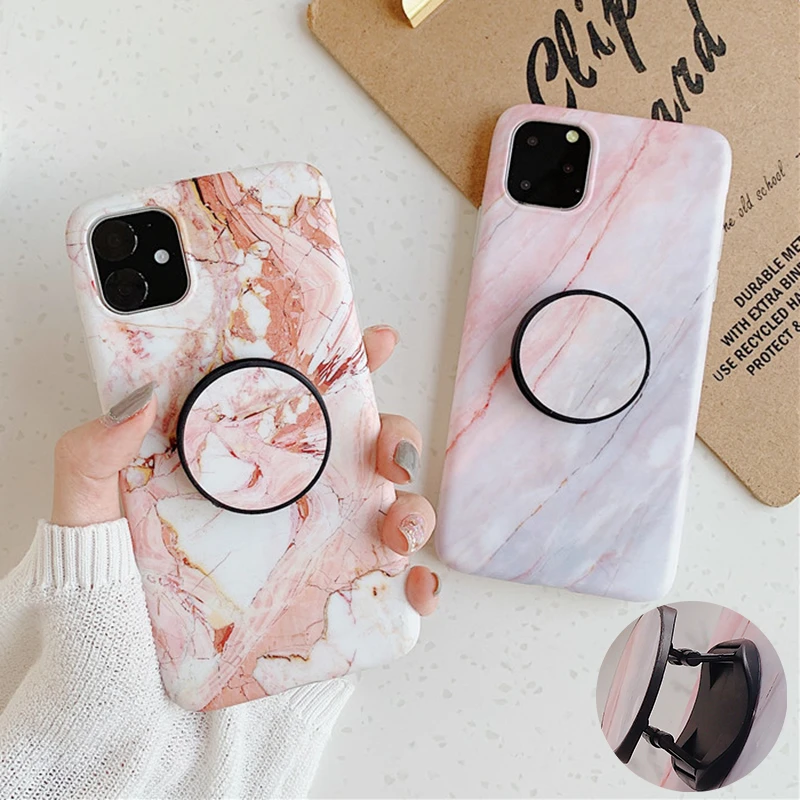 Suyacs Classic Texture Marble Phone Case For Iphone 12mini 12 11 Pro Max Xr Xs Max X 7 8 Plus Kickstand Holder Soft Back Cover Phone Case Covers Aliexpress