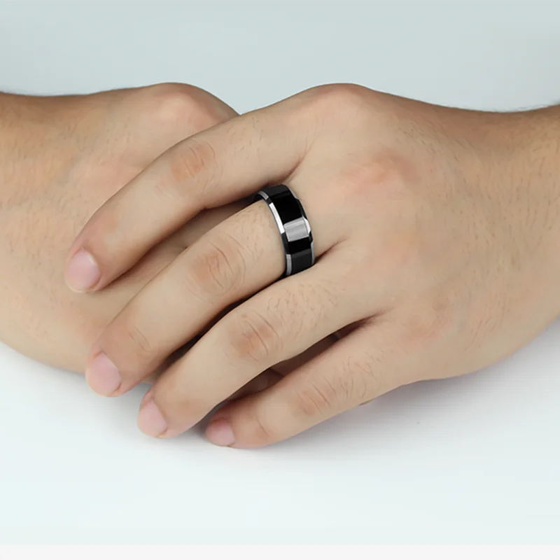 Modischer Edelstahlring Für Damen Und Herren, 8mm Schwarz_voghion.com