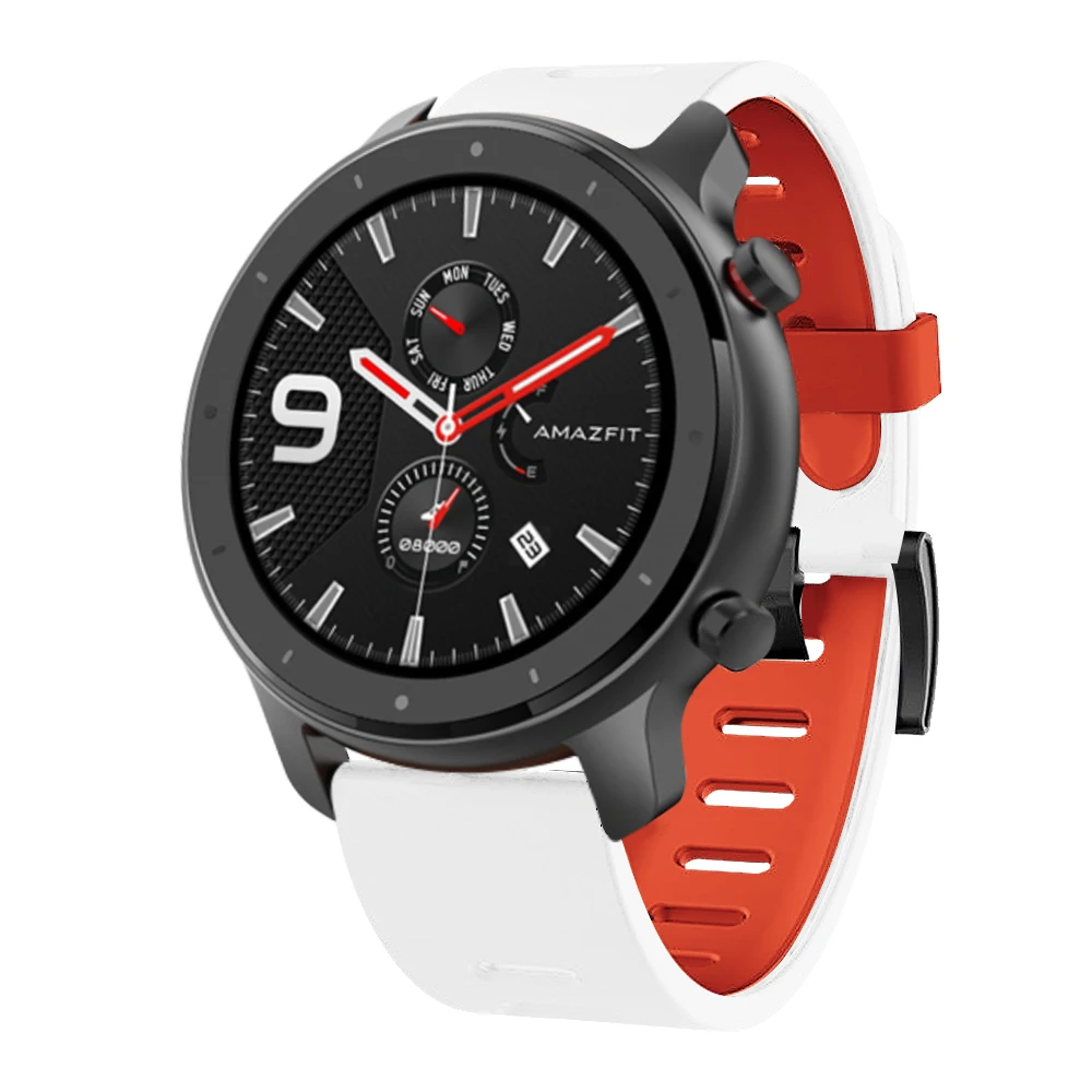Ремешок для Xiaomi Huami Amazfit GTR 47 мм двухцветный спортивный силиконовый
