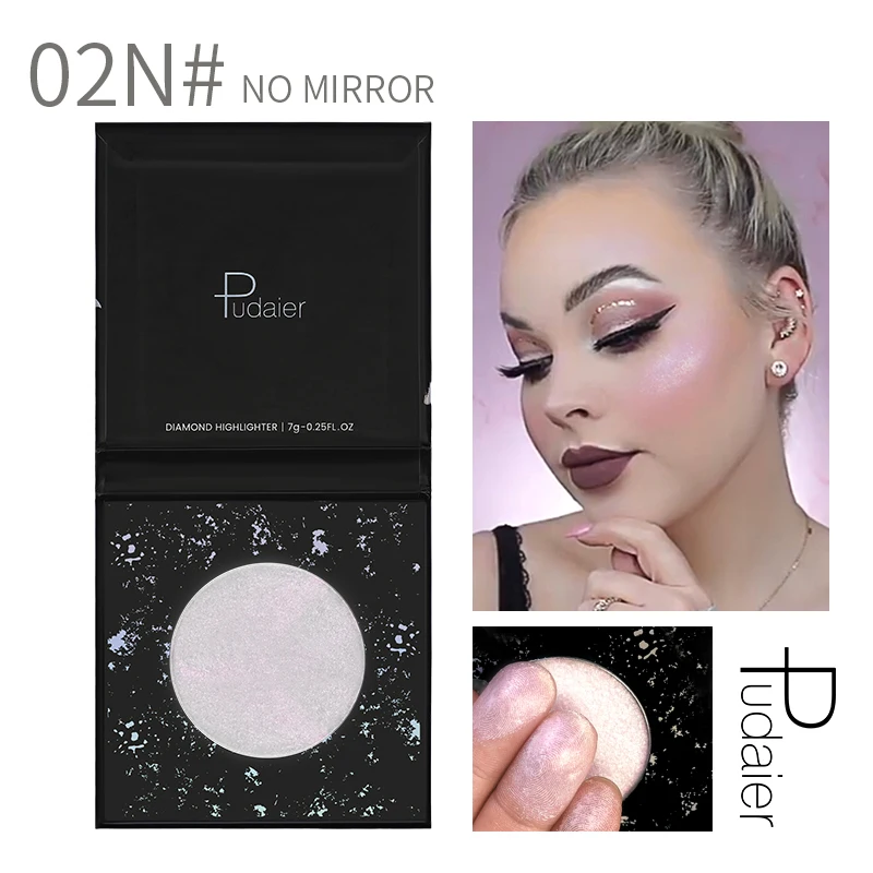 02 No Mirror Pudaier ромбовидный Хайлайтер для лица косметическое средство с эффектом сияния макияж стойкий водонепроницаемый румяна порошок для палитра подчеркивания лица - Цвет: 02 No Mirror