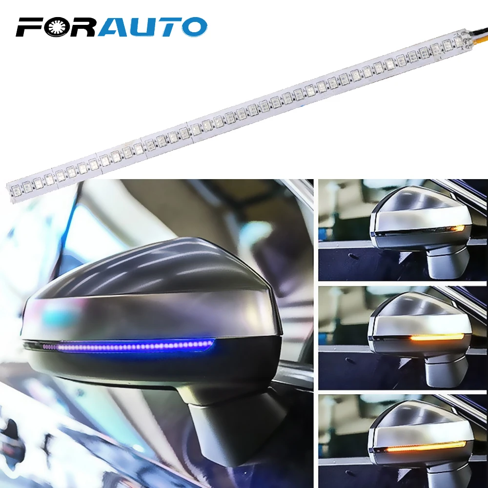 

FORAUTO 1Pcs Car Rearview Mirror Turn Signal Light LED Flowing Indicator Lamp Car Modified Streamer Strip Amber Blue Car-Styling