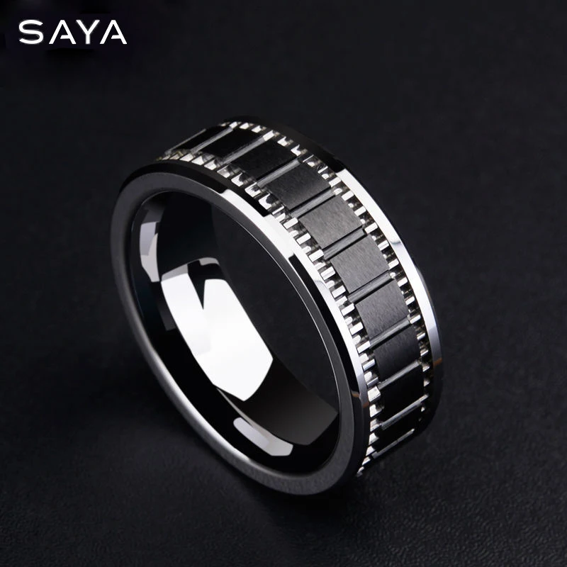 

8MM Width Men Engagement Tungsten Rings High Polished Inlay Matte Black Ceramic Scratch Proof, Free Shipping, Customized