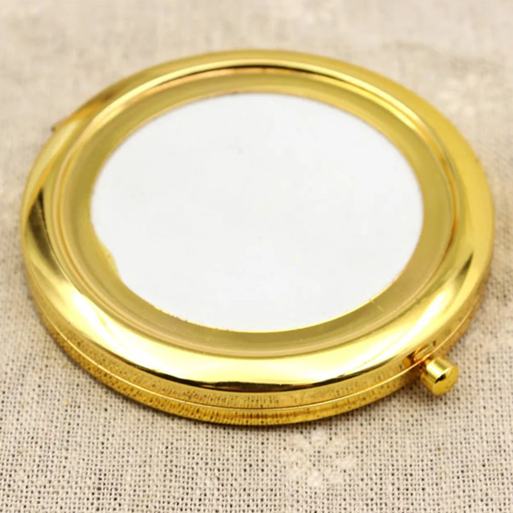 1Pc Portable Makeup Mirror Solid Color Metal Round Case Double-Side Pop-Up Pocket Mirror Beauty Accessories Rose Gold