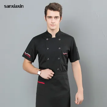

Double breasted cotton Chef Jackets M-3XL embroidery chef uniforms restaurant hotel catering bakery waiter shirts Men and women