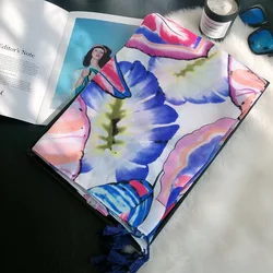 Spain Luxury Fashion Autumn Viscose Scarf Ombre Floral Tassel Beach Hijab Shawls and Wraps Female Foulards Echarpe Muslim Hijab