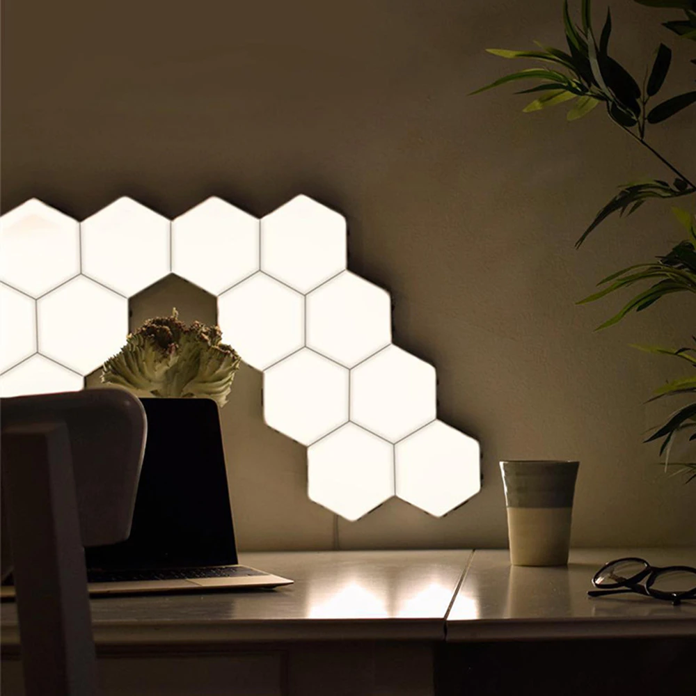 quantum lampu hexagonal lampu modular sentuh sensitif lampu led malam lampu magnetik segi enam kreatif dekorasi dinding lampara