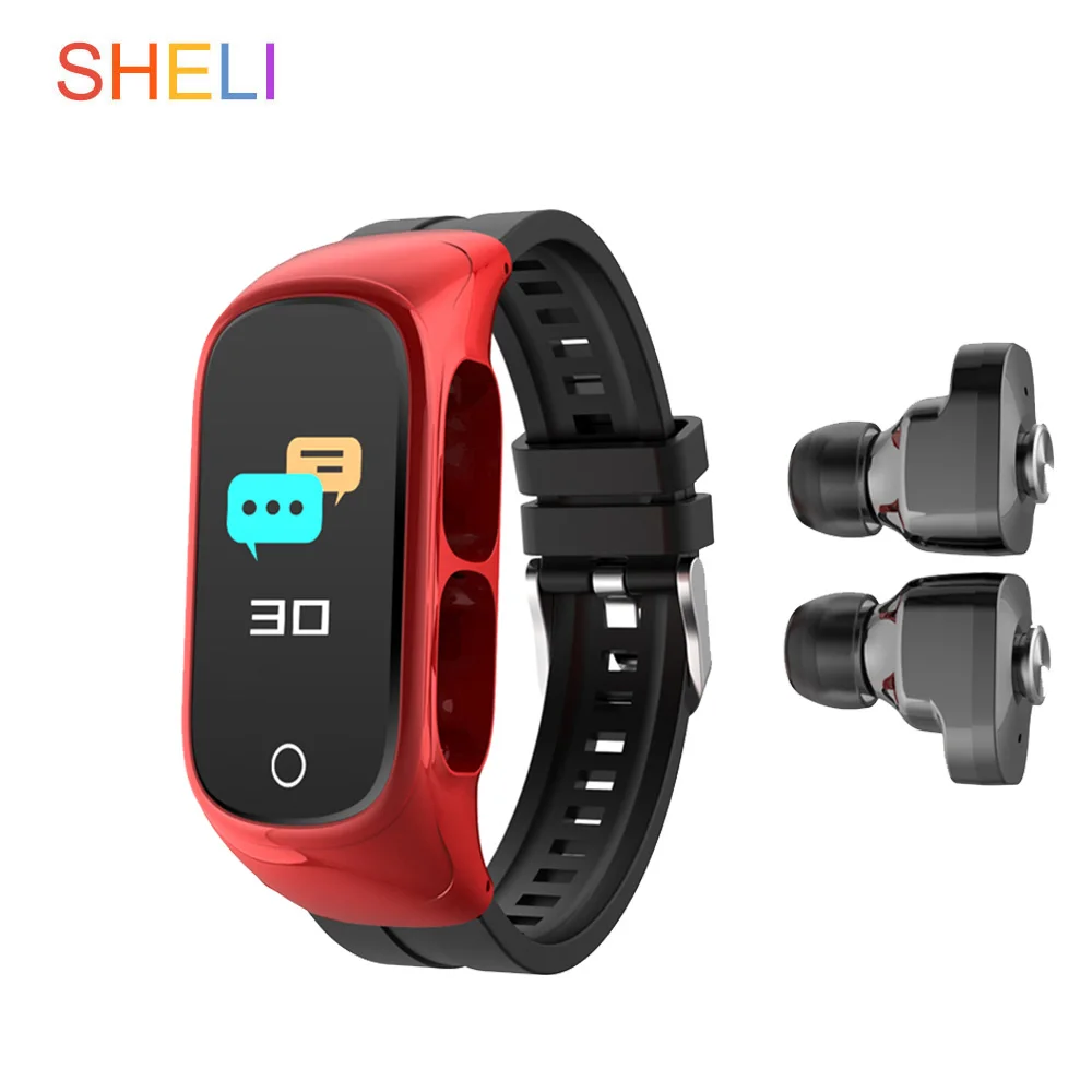 Смарт часы с Bluetooth наушниками браслет для звонков мужчин и женщин пульсометр монитор кровяного давления