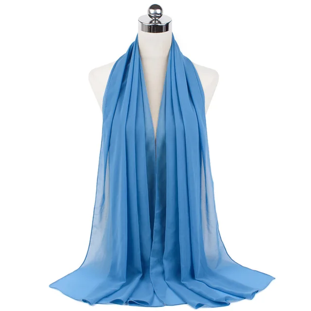High Quality Good Stitching Stitch Plain Premium Heavy Chiffon Hijab Scarf Malaysian Women's Scarves Hijabs Long Shawl Shawls 30