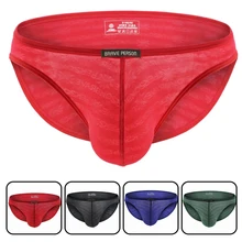 hot Brave Person Underwear Men's Briefs Transparent Mesh Sexy Underpants men's printed briefs jockstrap gay