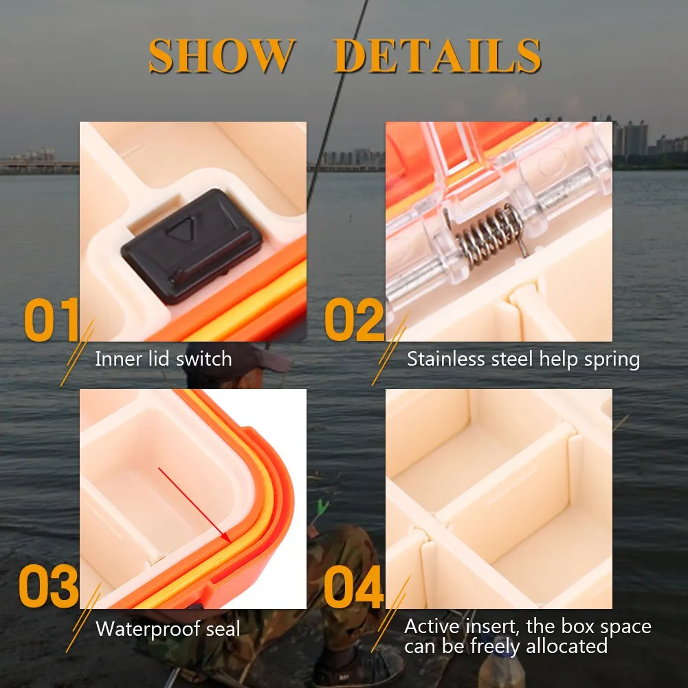 24 Slots 20CM Fishing Tackle Box 28 Grids Compartments 4Color Fish Lure Line Hook Fishing Tackle Fishing Accessories Box