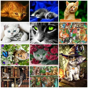 

EverShine Diamond Painting Kits Cat Embroidery Mosaic Diamond Art Animals Cross Stitch Picture Rhinestones Hoe Decoration