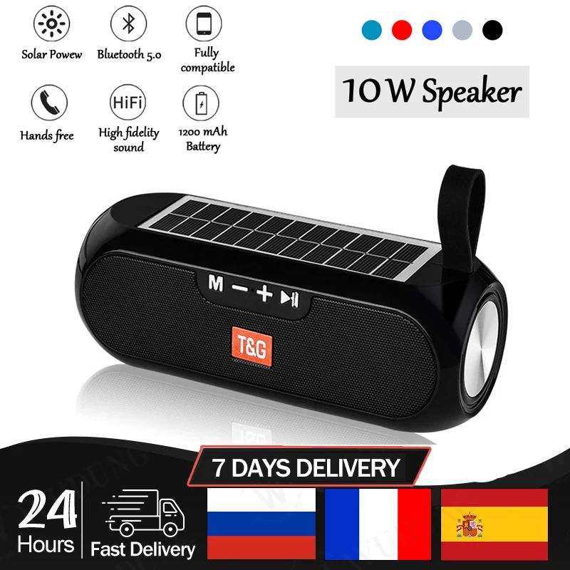Altavoz portátil inalámbrico con Bluetooth, caja de música estéreo, Banco de energía Solar, Boombox, MP3, altavoces impermeables exteriores