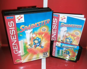 

Sparkster USA Cover with Box and Manual For Sega Megadrive Genesis Video Game Console 16 bit MD card