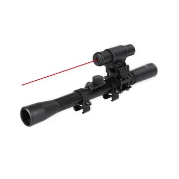 

Tactical 4x20 Rifle Optics Scope Riflescope with Red Dot Laser Sight and 20mm Rail Mounts