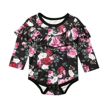 

Fashion Newborn Baby Bobysuits Cute Girl Small Floral Top Clothes Outfit Print Bodysuit Princess Jumpsuit Playsuit Size 0-24M