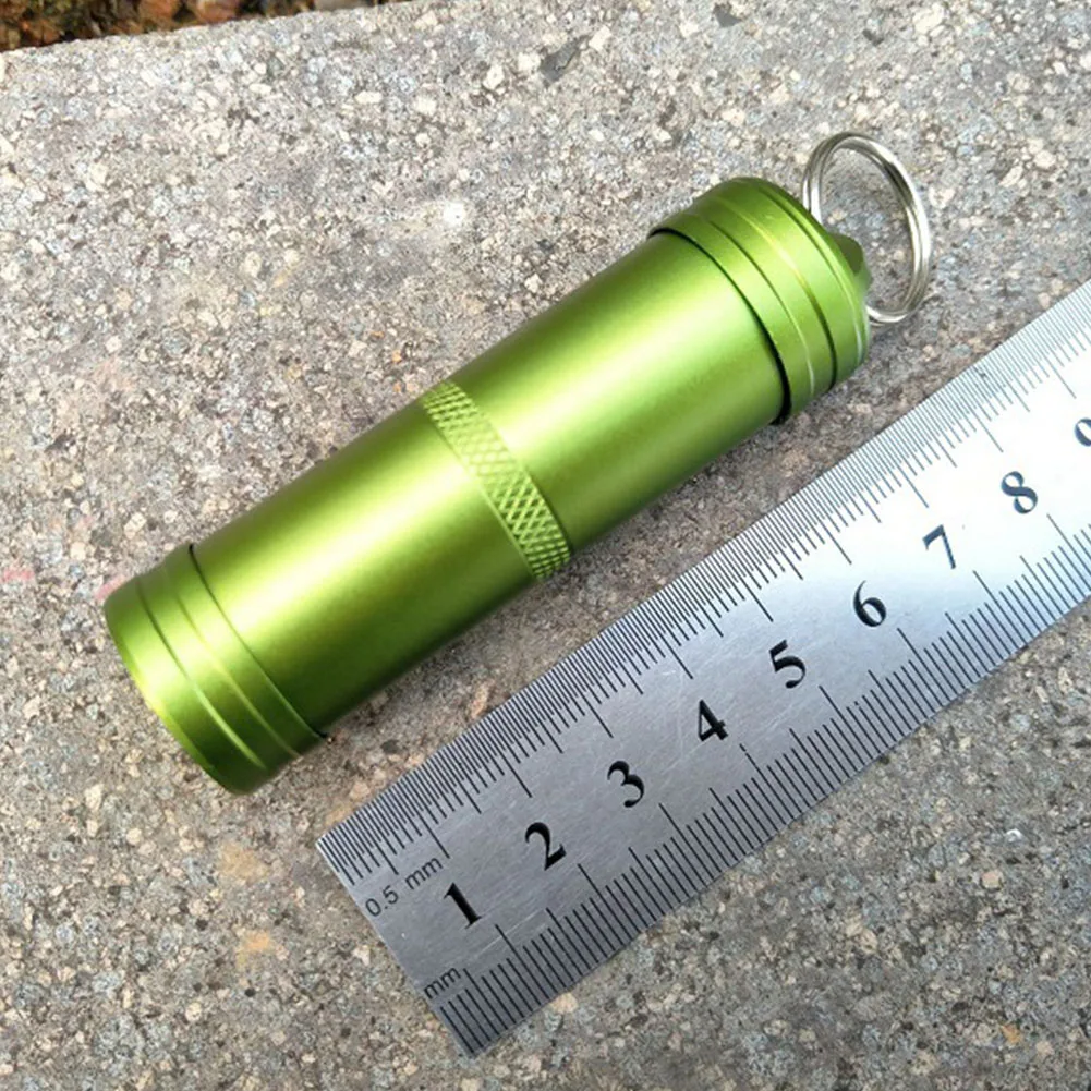 

Emergency Gear Tank Box Bushcraft Hunting Travel Survival Waterproof Pill Bottle Keychain Outdoor Can Durable Leakproof Seal