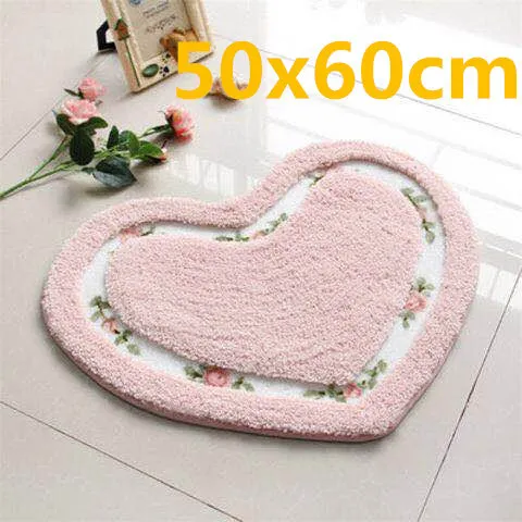 Heart Pink 50x60cm Кухонный коврик в форме сердца, напольный ковер для гостиной, полукруг, дверь для ванной комнаты, влагопоглащающая поверхность, коврик для ванной, нескользящий домашний коврик - Цвет: Heart Pink 50x60cm