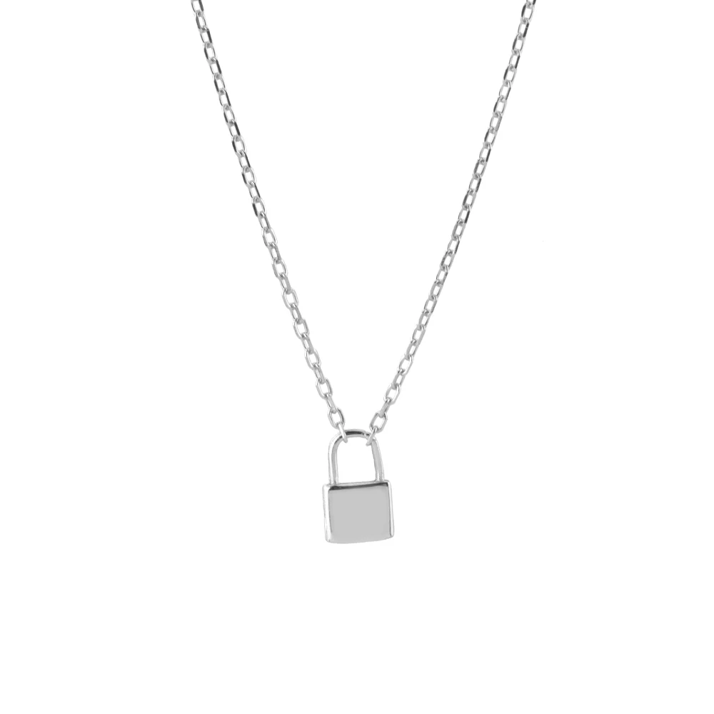 Fine Pad Lock Necklace in Silver