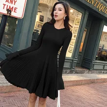 Трикотажное платье женская осенняя и зимняя одежда стиль корейский стиль приталенная французская Ретро Ямамото Базовая трапециевидная юбка Sub-F