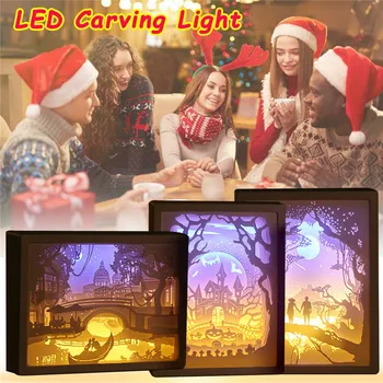 

Led Paper carving Lamp 3D Paper Carving Night Light LED Desk Lamp Bedroom Bedside Night Light Room Decoration Lamp Birthday Gift