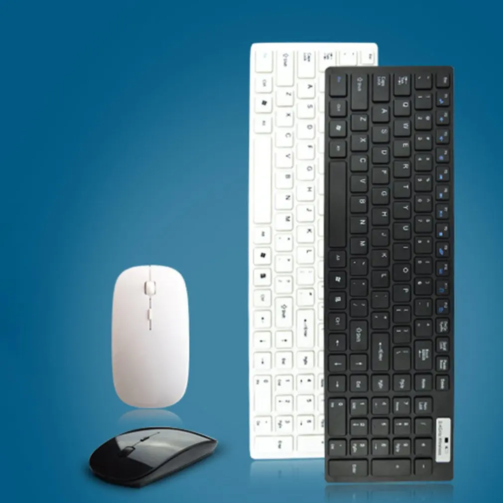 2,4G Ультра-тонкий плоский беспроводной комплект клавиатура и мышь оптическая клавиатура и мышь для офиса