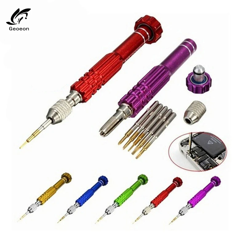 

Geoeon 1 Set 5 in 1 Multi-Bit Precision Torx Screwdriver Cellphone Watch Kit For iPhone 4 5 6 6s Repair Mixed Set Tool D29