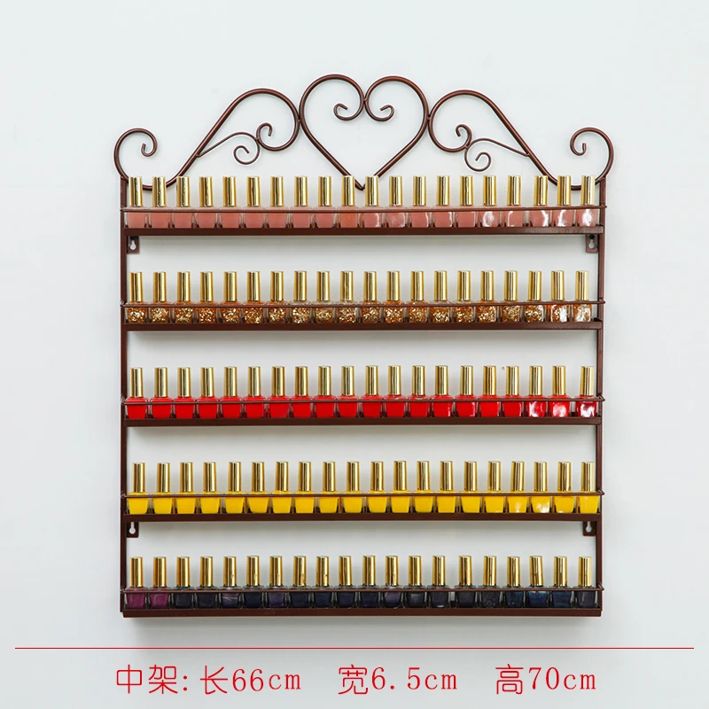 Большой лак для ногтей стеллаж для хранения стены маникюра Косметика Дисплей Стенд Современный лак для ногтей, метал хранения для лака для ногтей, Красота салон - Цвет: Middle rack Brown