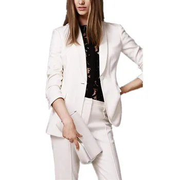 

Women's casual single button shawl collar suit two-piece suit (jacket + pants) ladies business formal professional wear support