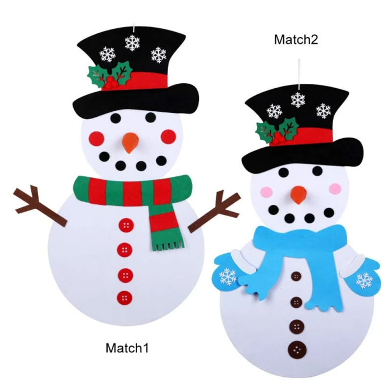 

2 pcs/set DIY Felt Christmas Snowman Game Set Detachable Ornament Wall Hanging Kit DIY Detachable Home Christmas Decoration