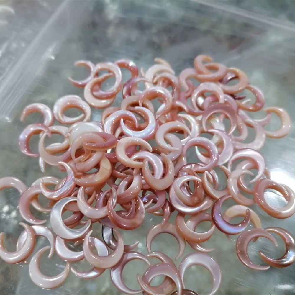 10Pcs/lot 12MM Moon Shape Shell Beads Pink Natural Mother Pearl Shell Beads For Diy Female Earrings Necklaces Jewelry Making