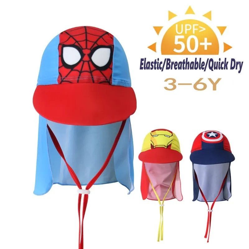 Los niños de verano de los niños protección UV UPF 50 + al aire libre sombrero de sol de playa niño niña nadar tapa gorra ajustable gorro de dinosaurio Baño